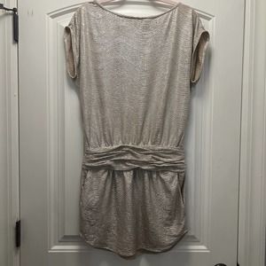 BCBGeneration Women's Metallic‎ Party Dress Boat Neck Cinched Waist Gold Size 0